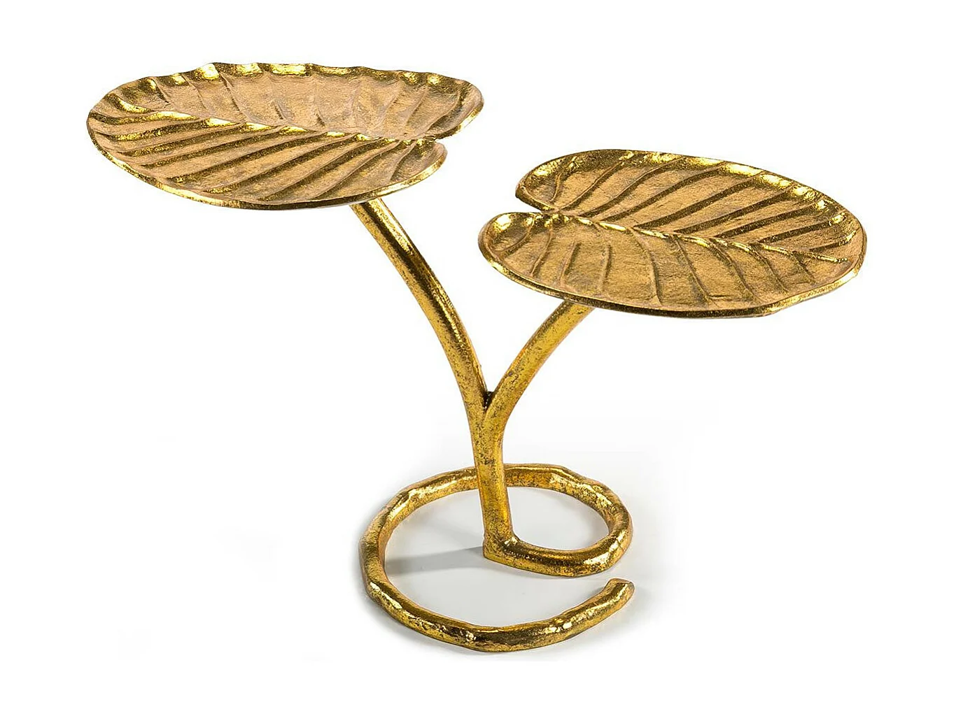 Table d'appoint 2 plateaux métal doré Pass