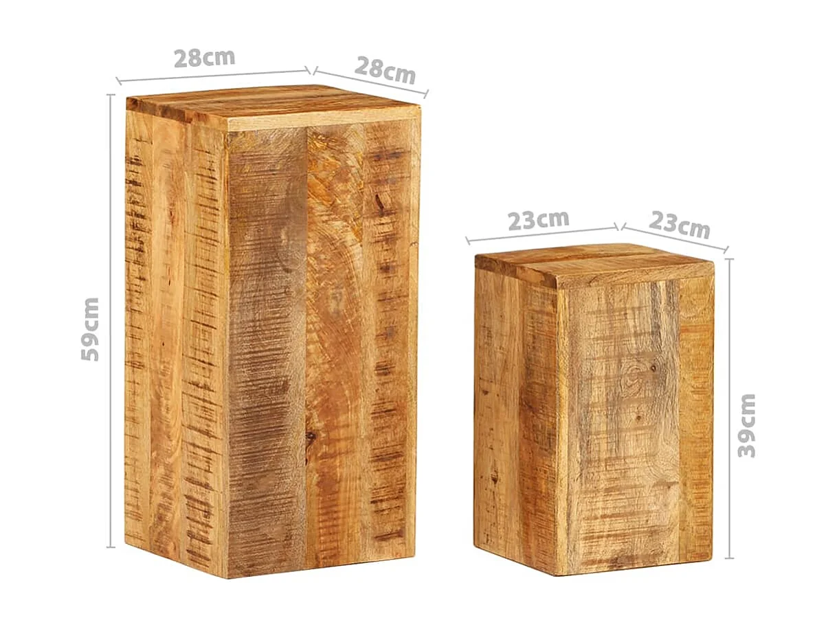 Tables d'appoint 2 pcs Bois de manguier solide