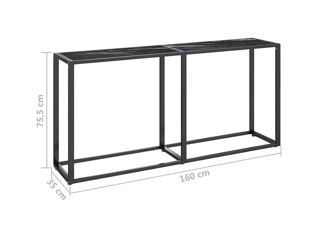 Table console Marbre noir 160x35x75,5 Verre trempé