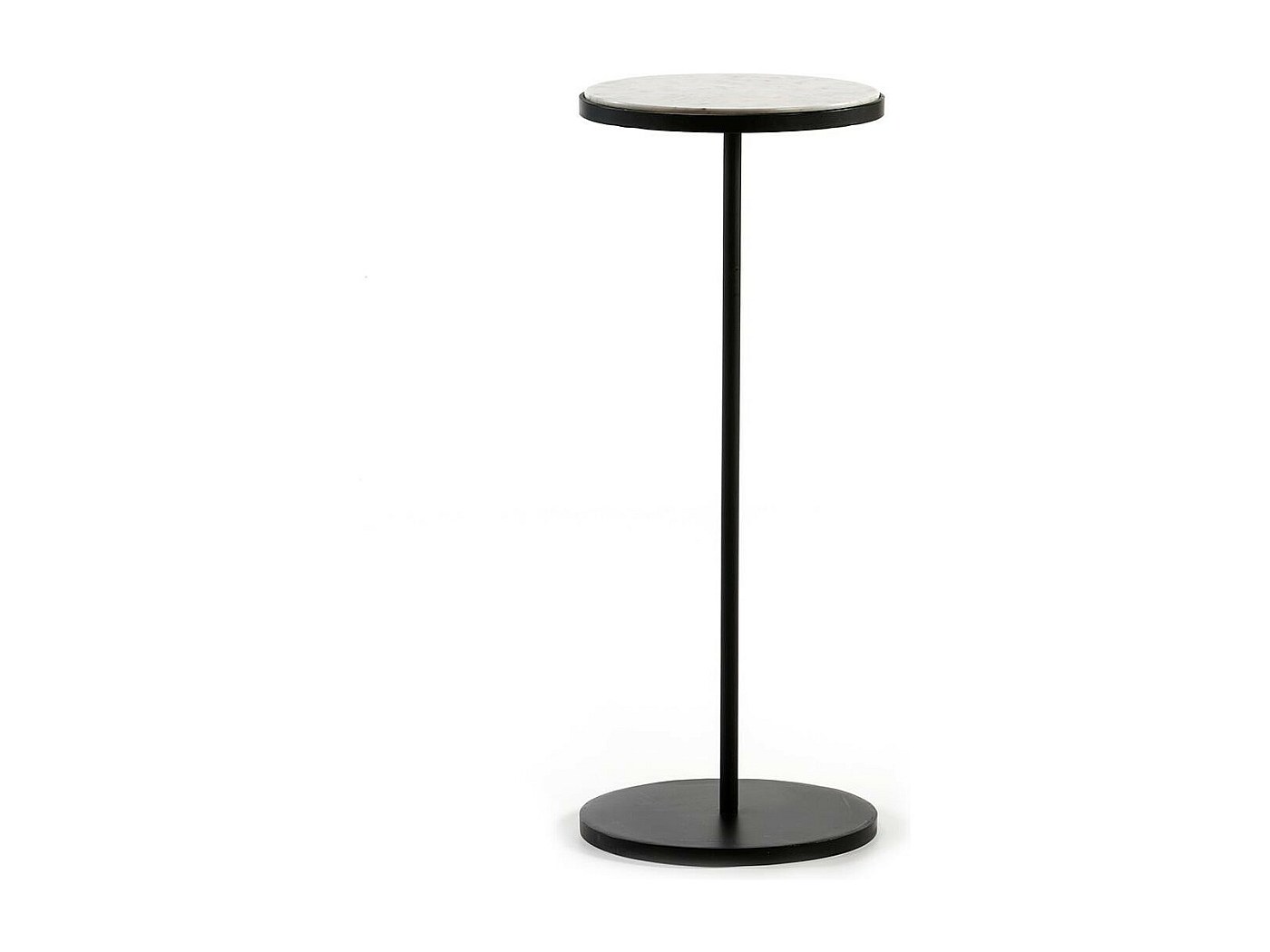 Table d'appoint hexagonale supellex bois marbre blanc et métal noir
