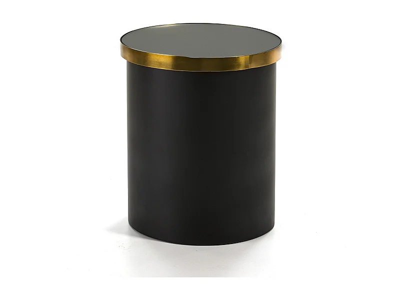 Alex ronde bijzettafel van glas en zwart en goud metaal