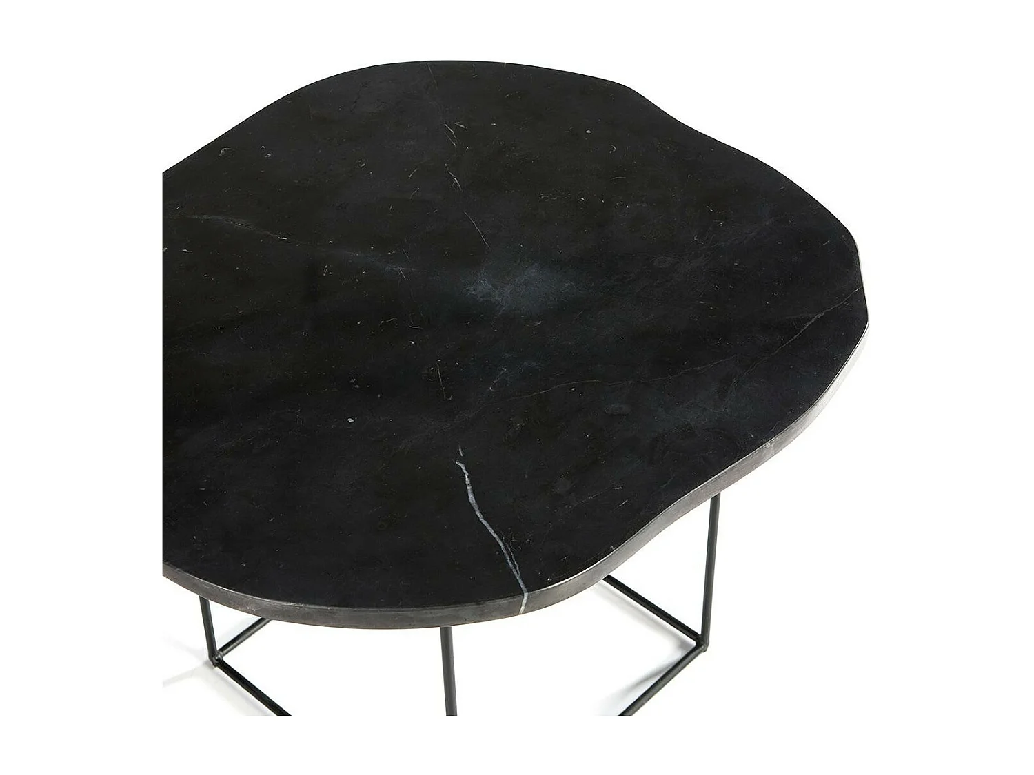 Table d'appoint marbre et pieds métal noir Trois