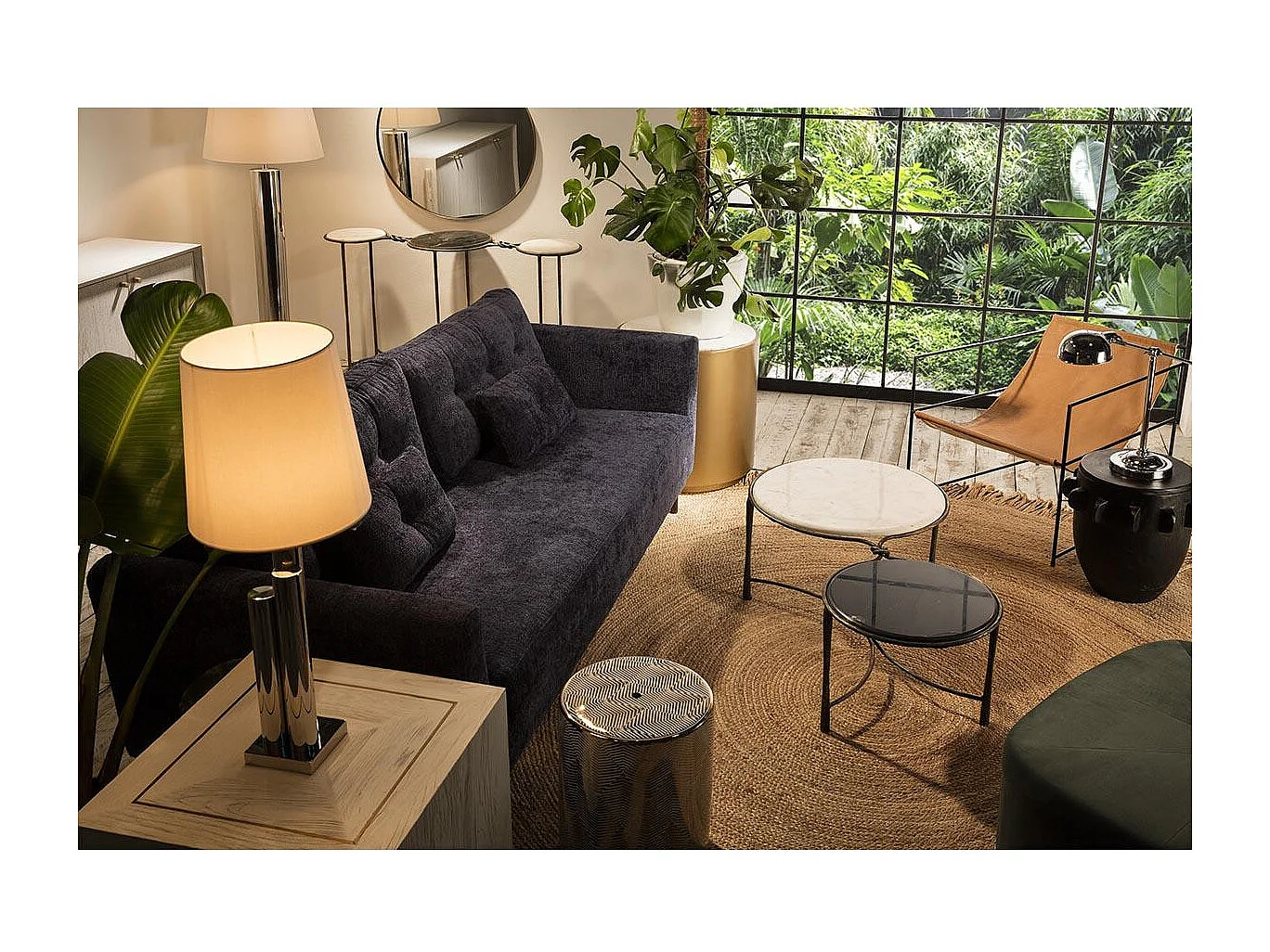 Table d'appoint carrée bois blanc et métal doré Klass