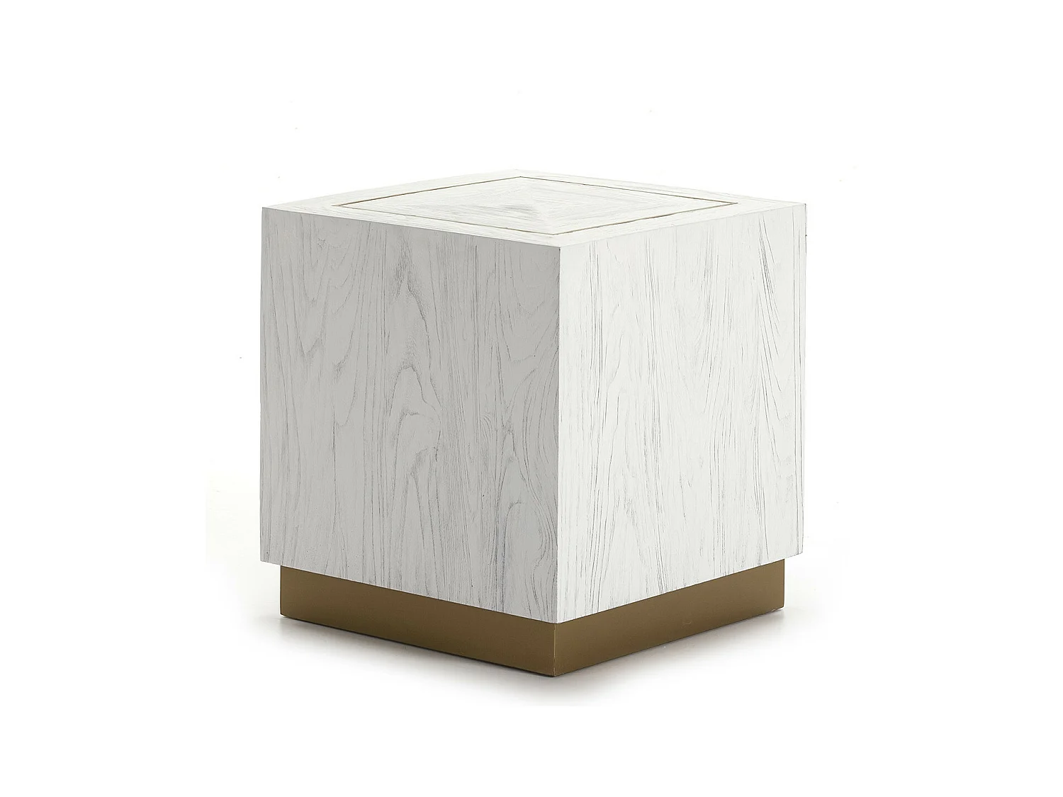 Table d'appoint carrée bois blanc et métal doré Klass