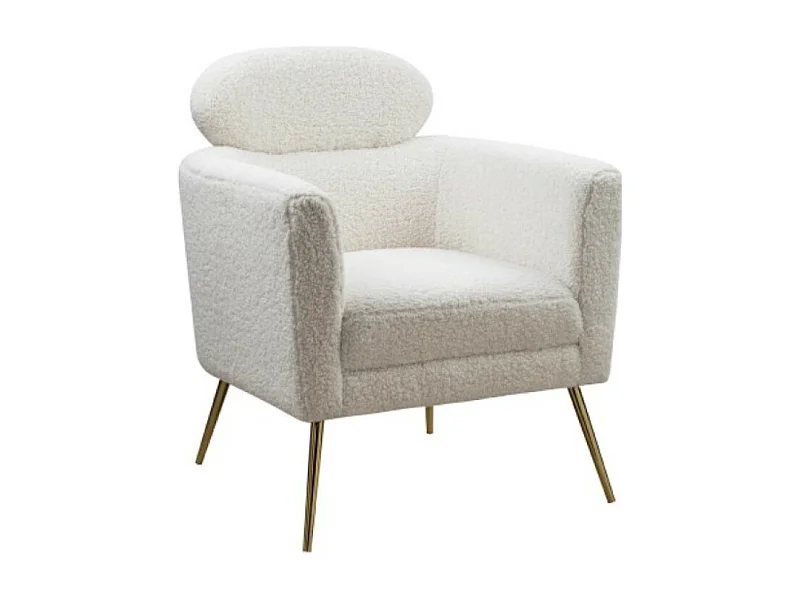 Fauteuil Melisa/Tissu-Bouclè/Blanc