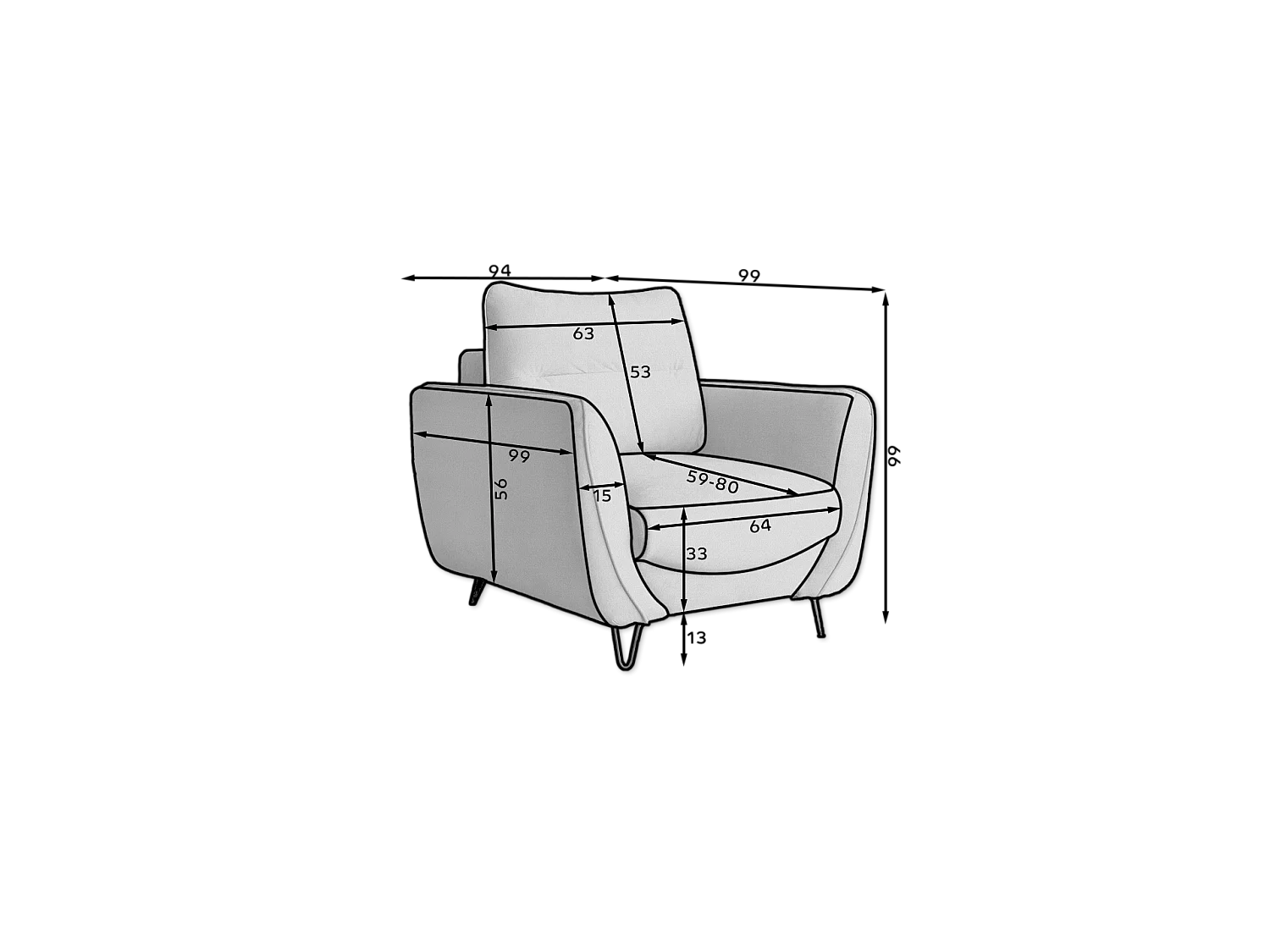 Poltrona Malia/Tessuto/Grigio