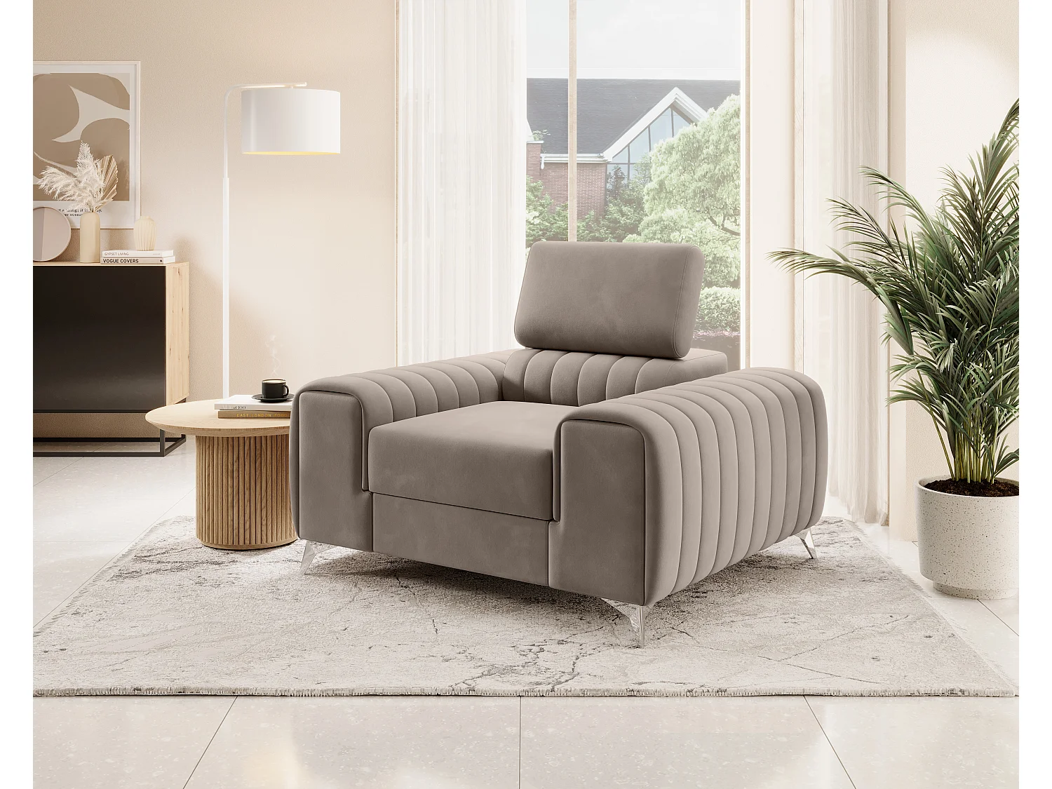 Fauteuil Laurence/Tissu/Beige