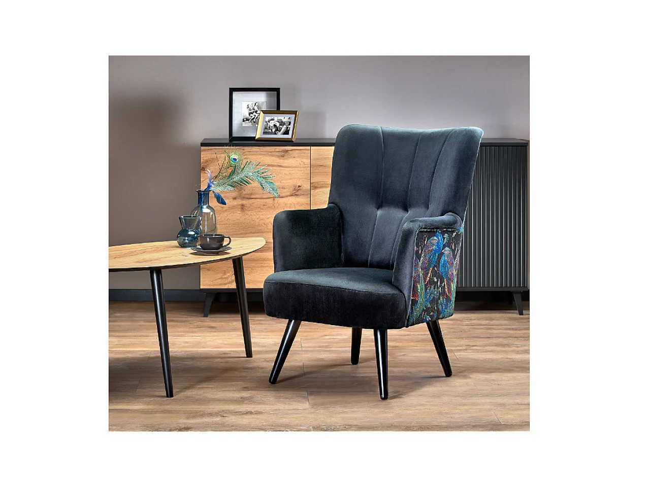 Fauteuil Pagoni/Tissu/Noir