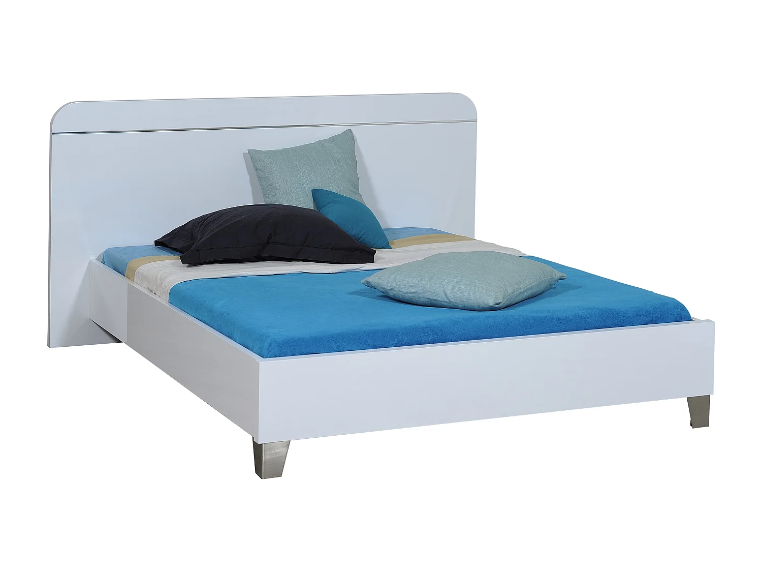 Lit adulte moderne bois laqué blanc Best 140