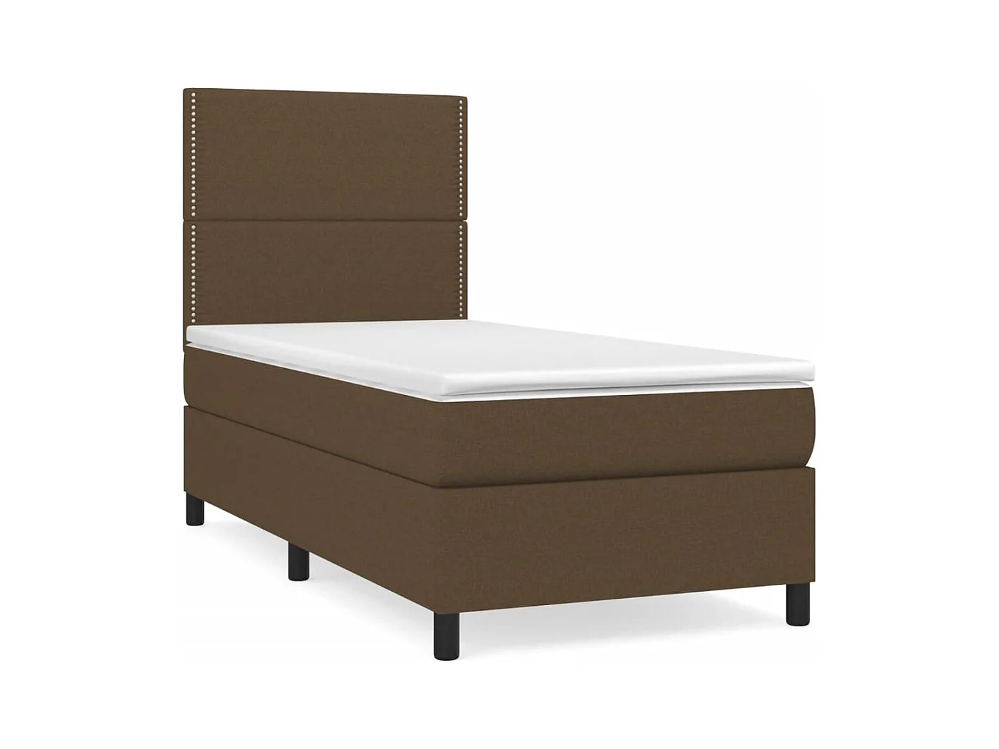 Lit à sommier tapissier avec matelas Marron foncé 90x190 3