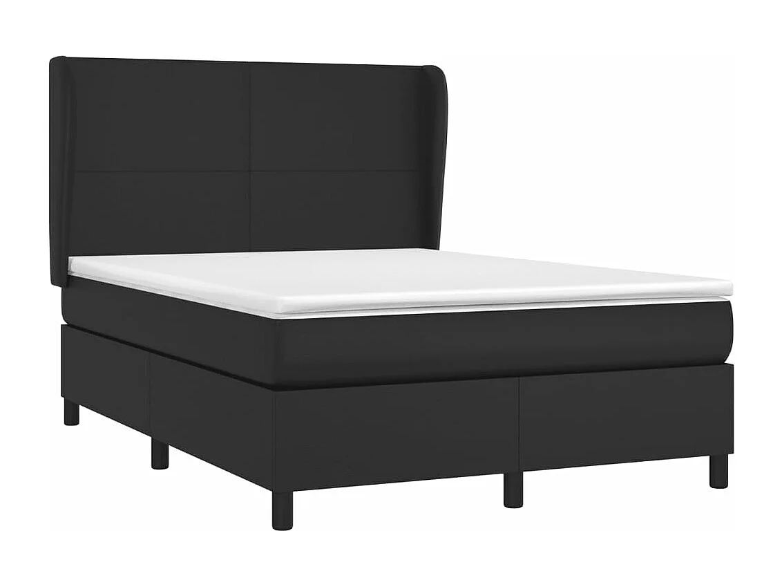 Lit à sommier tapissier avec matelas Noir 140x190 Similicuir 2