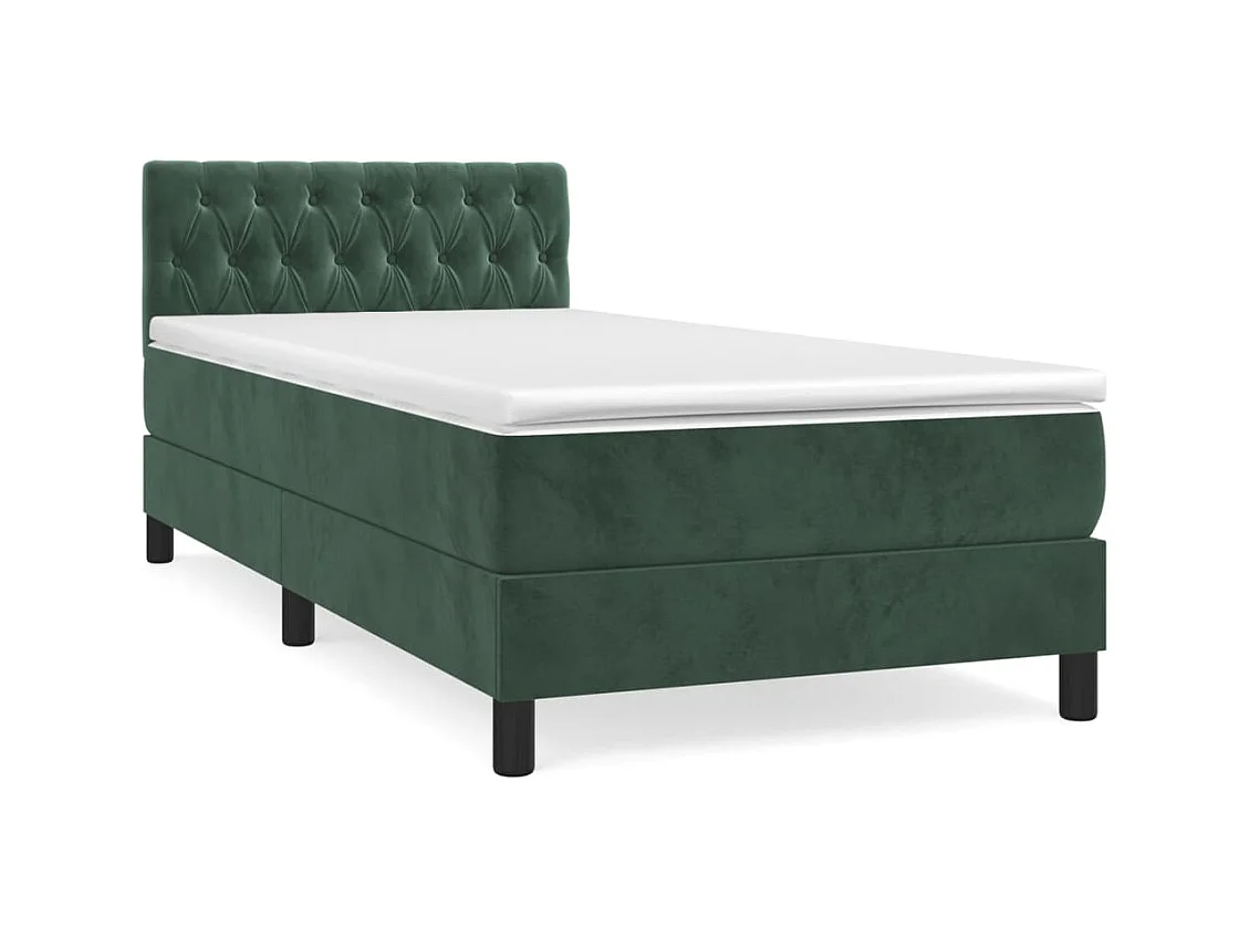 Lit à sommier tapissier avec matelas Vert foncé 90x200