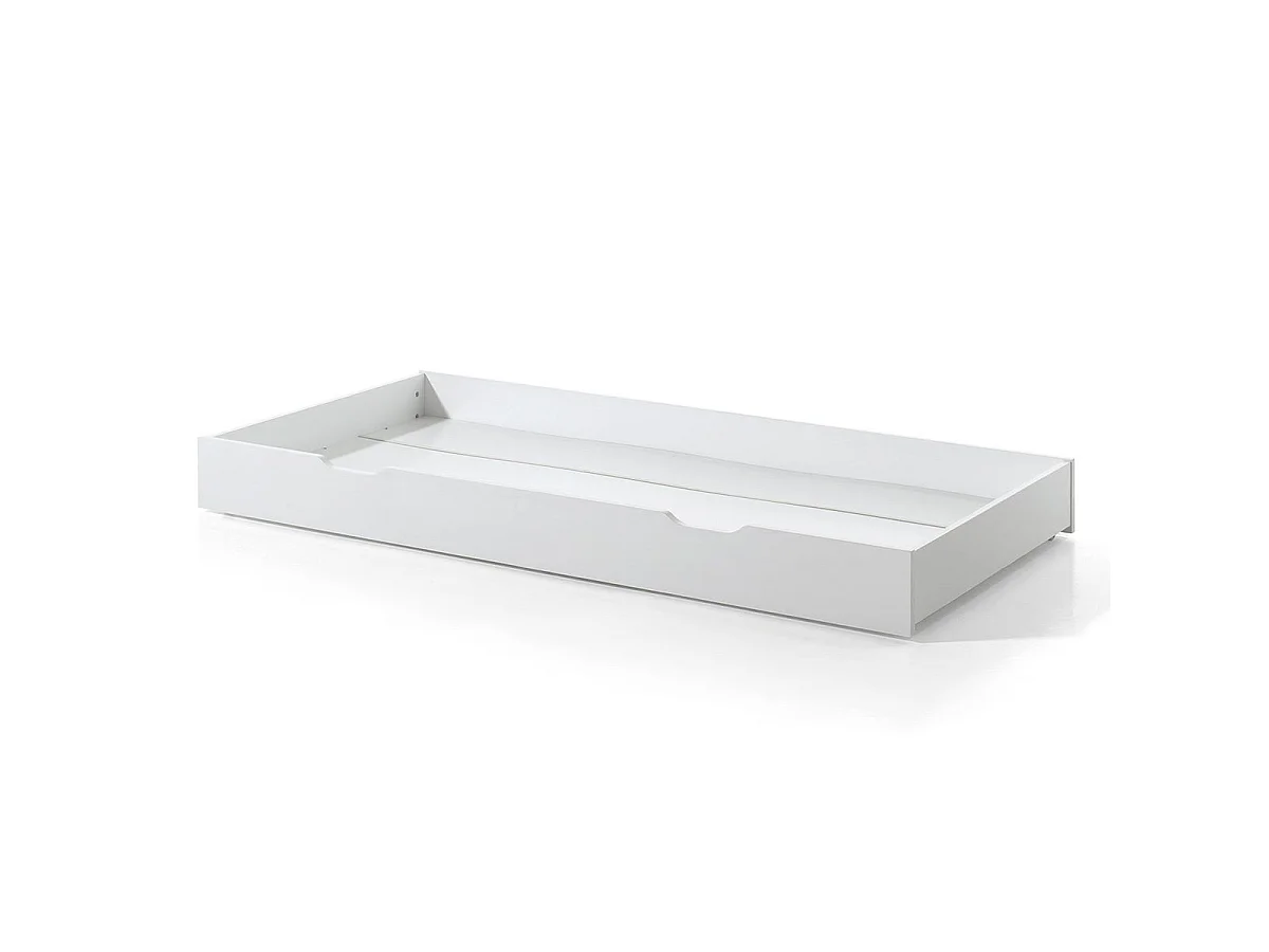 Pack - Lit Enfant, Barrière, Tiroir & Voile "Dallas II" 90x200cm Blanc