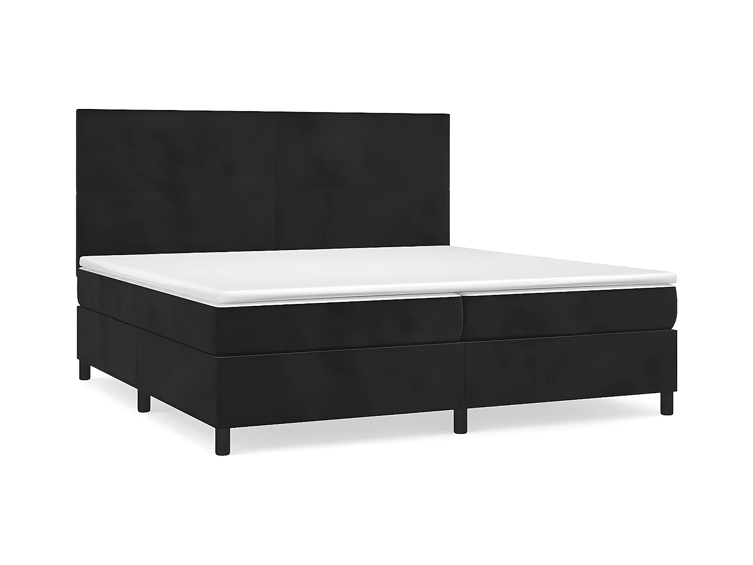 Lit à sommier tapissier et matelas Noir 200x200 Velours 4