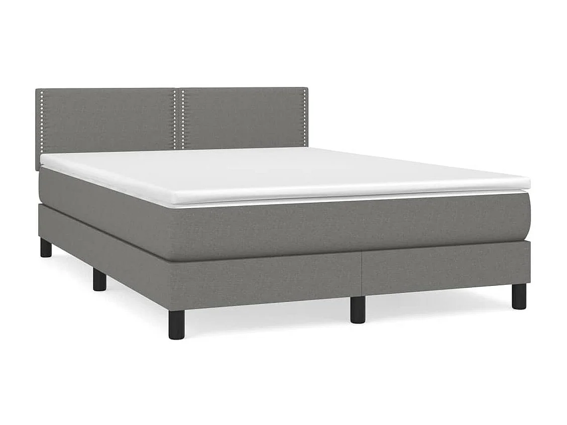 Lit à sommier tapissier avec matelas Gris foncé 140x190 Tissu