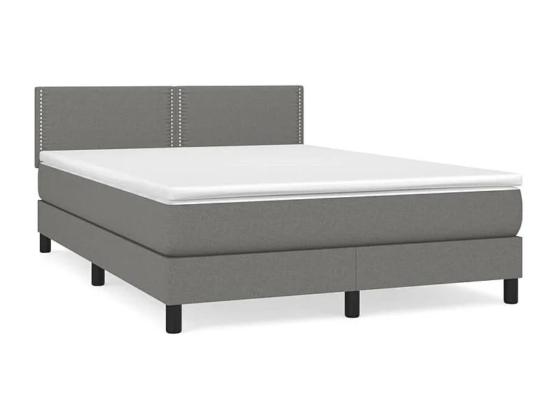 Lit à sommier tapissier avec matelas Gris foncé 140x190 Tissu