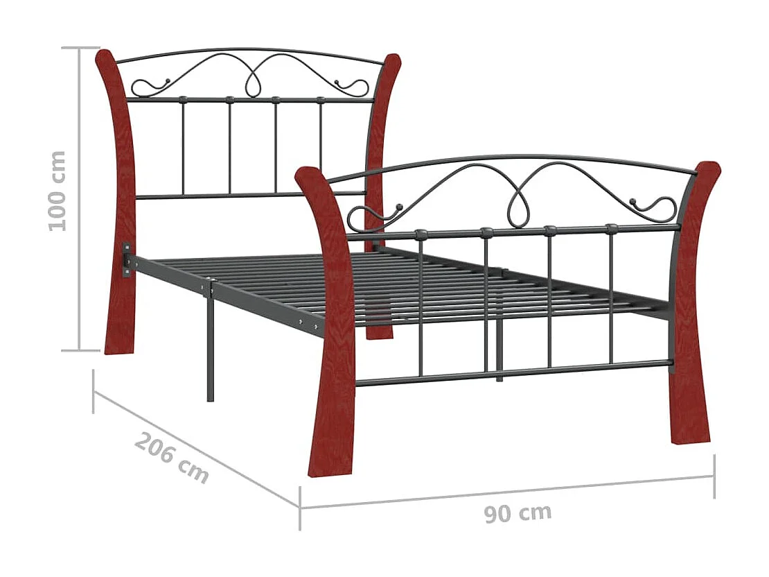 Lit Noir Métal 90x200 3