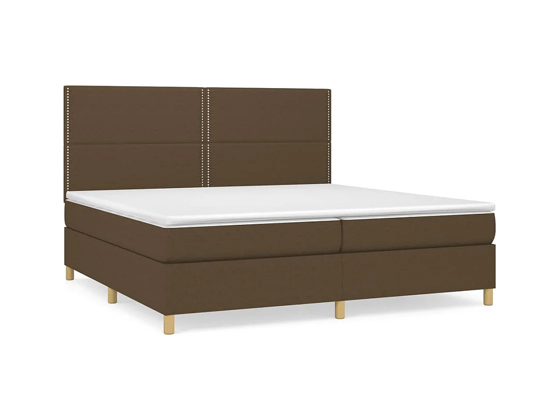 Lit à sommier tapissier avec matelas Marron foncé 200x200 7