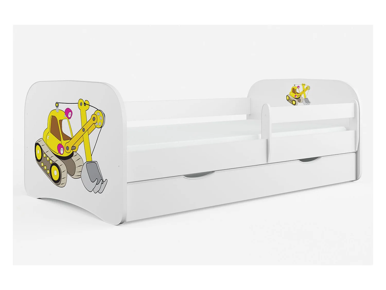 Cama infantil versión grúa con somieres y barrera de seguridad extraíble Drimy-Colchones de espuma-Ropa de cama 80x180 cm