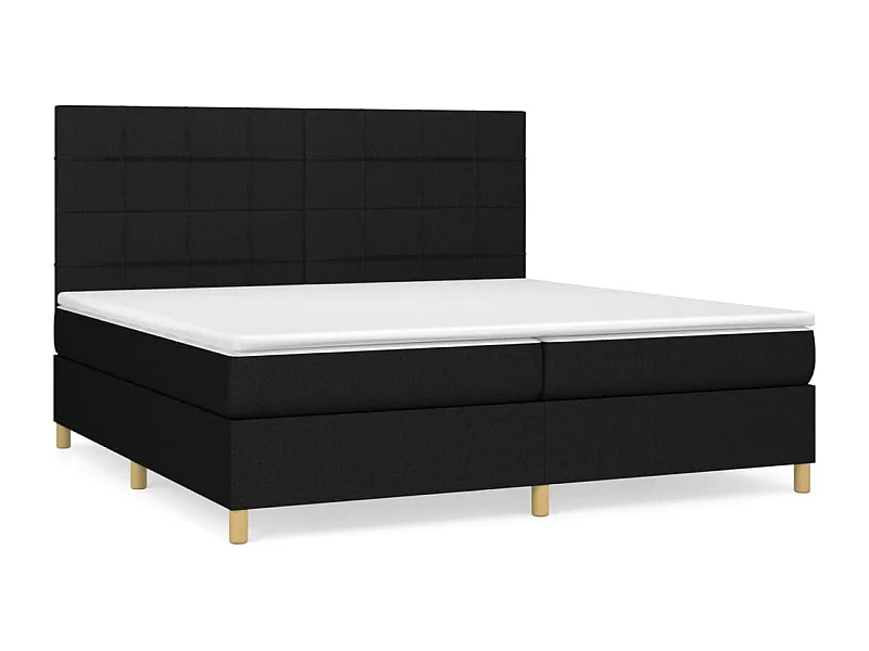 Lit à sommier tapissier avec matelas Noir 200x200 Tissu 5