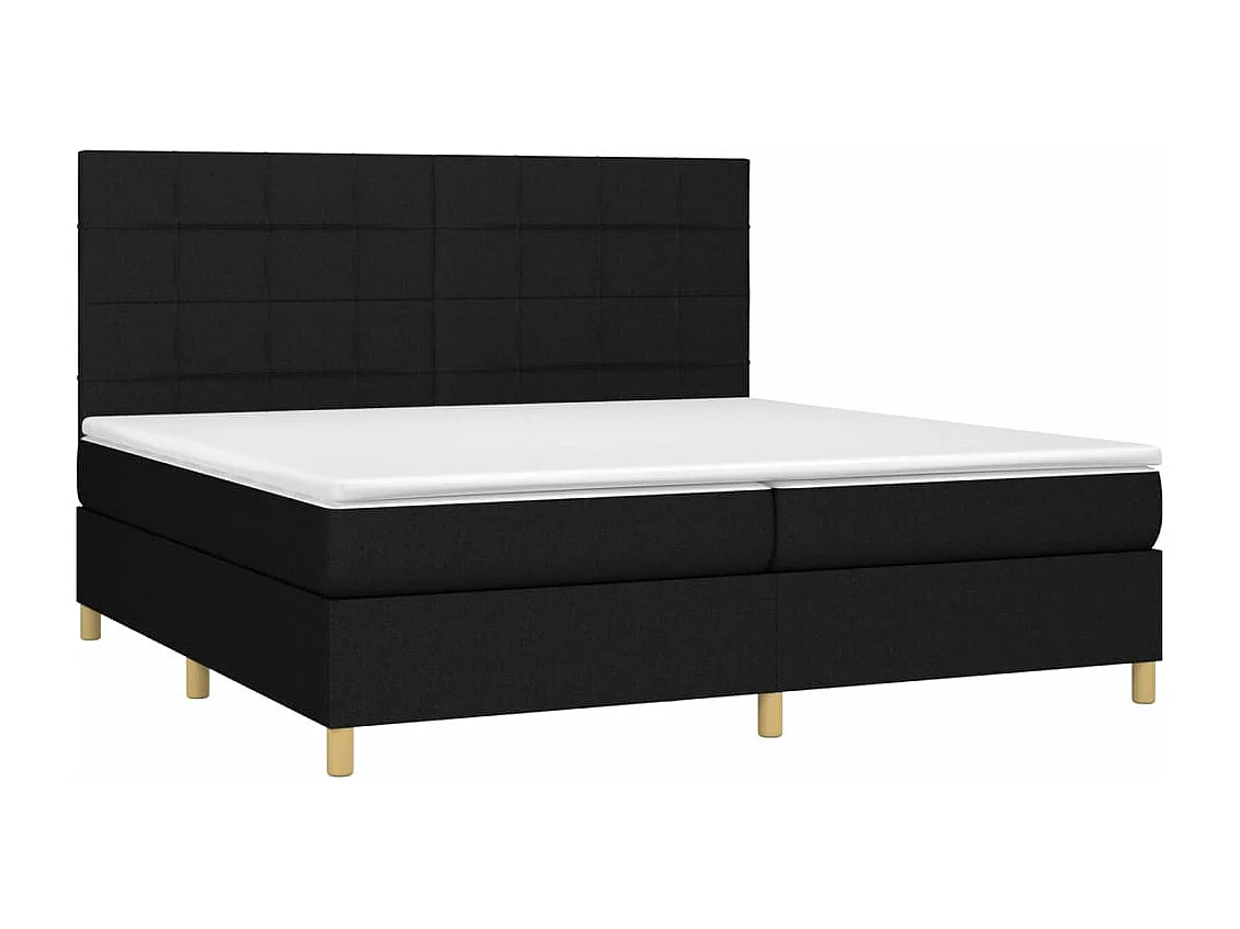 Lit à sommier tapissier avec matelas Noir 200x200 Tissu 5