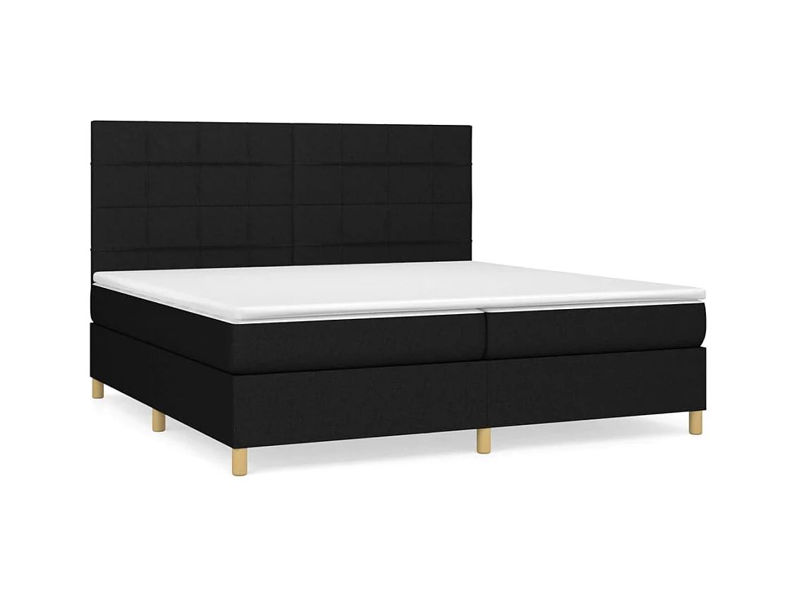Lit à sommier tapissier avec matelas Noir 200x200 Tissu 5