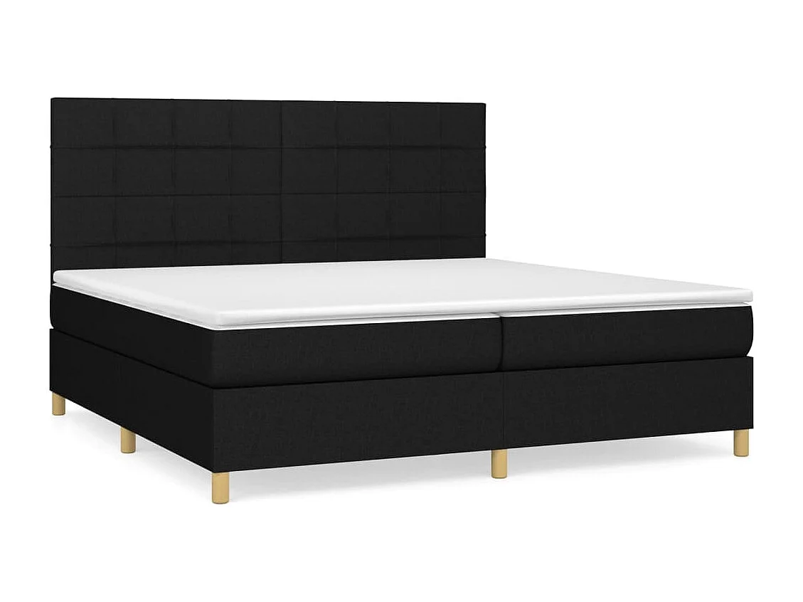 Lit à sommier tapissier avec matelas Noir 200x200 Tissu 5