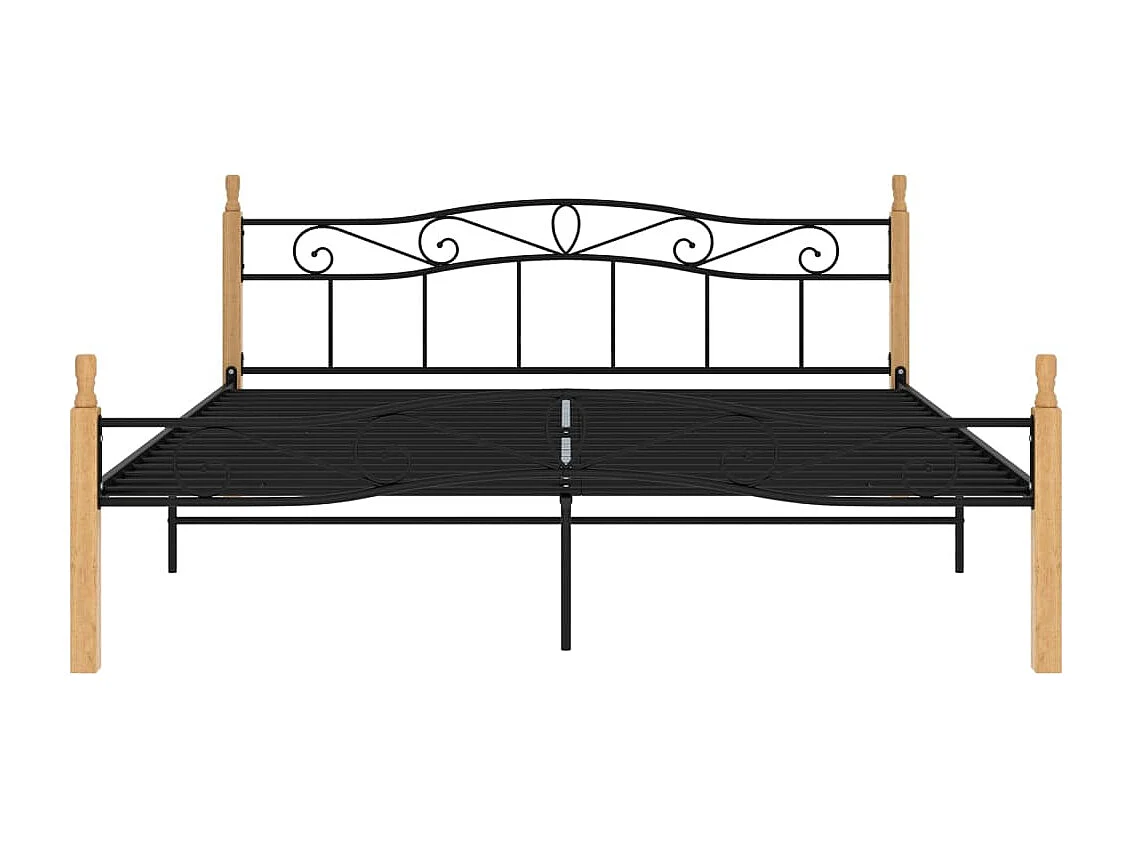 Lit Noir Métal et bois de chêne massif 200x200 2