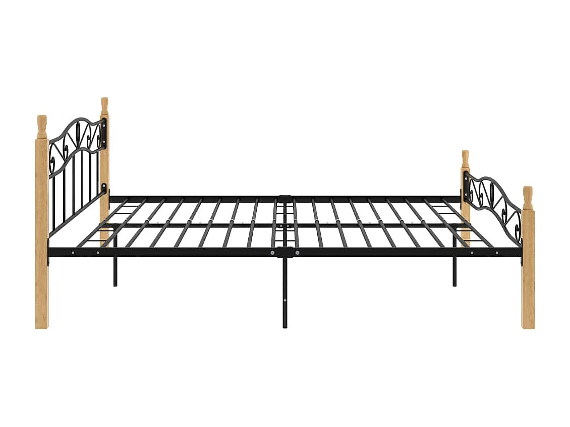 Lit Noir Métal et bois de chêne massif 200x200 2