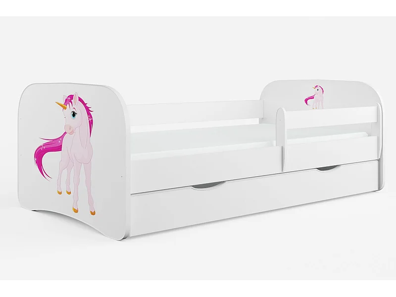 Lit enfant Licorne avec sommiers et barrière de sécurité amovible Drimy-80x180