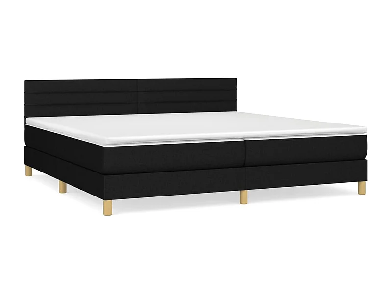 Lit à sommier tapissier avec matelas Noir 200x200 Tissu 7