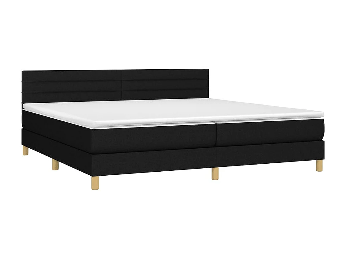 Lit à sommier tapissier avec matelas Noir 200x200 Tissu 7