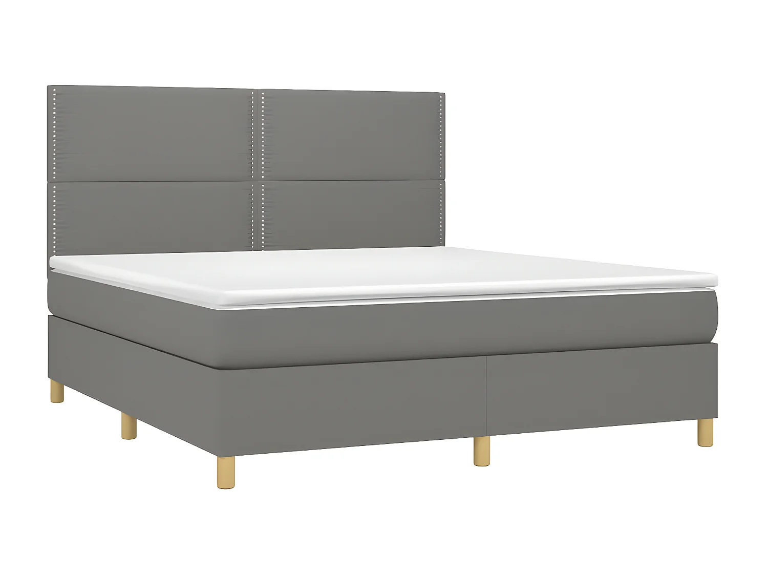 Lit à sommier tapissier et matelas et LED Gris foncé 180x200 Tissu 2