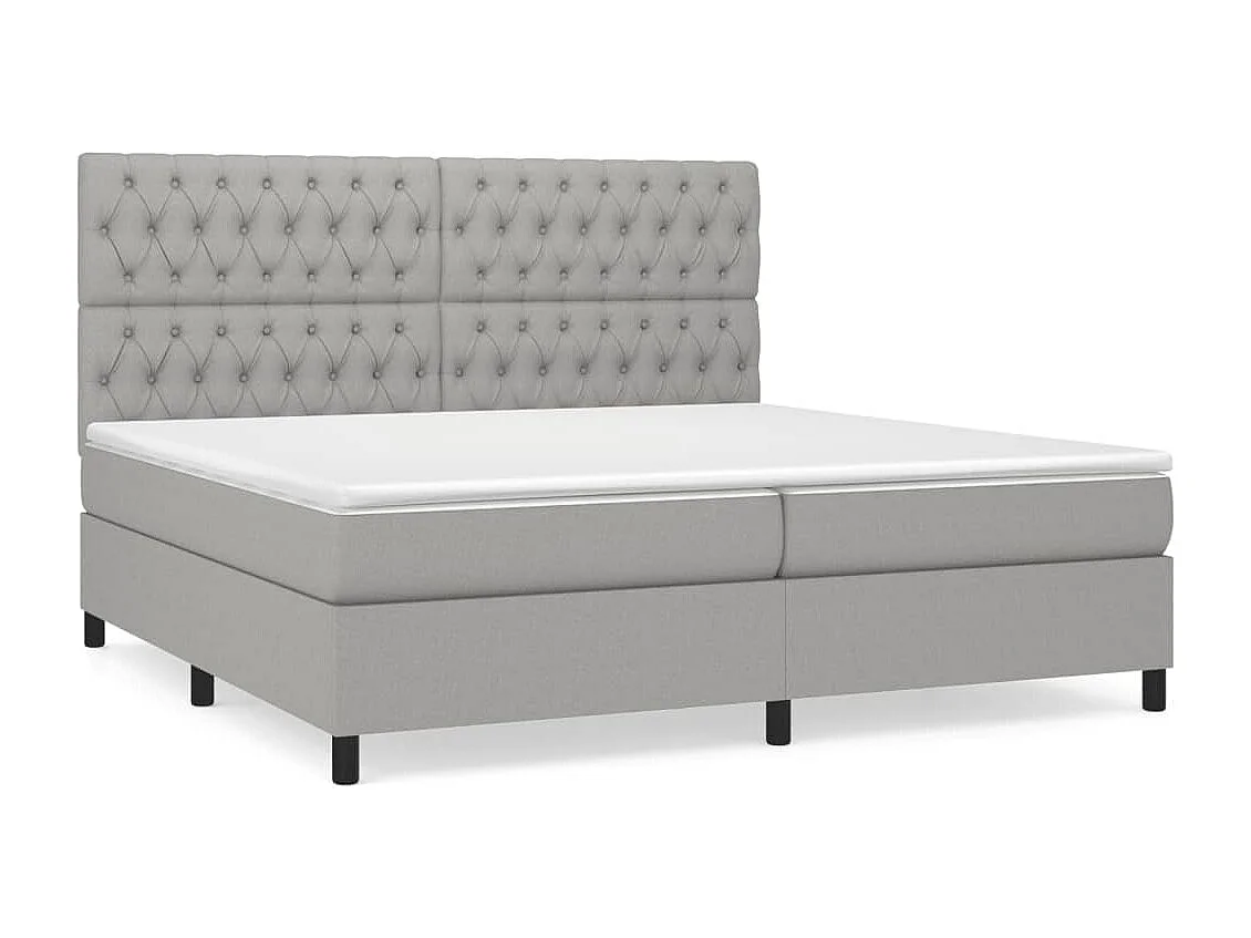 Lit à sommier tapissier avec matelas Gris clair 200x200 Tissu 10