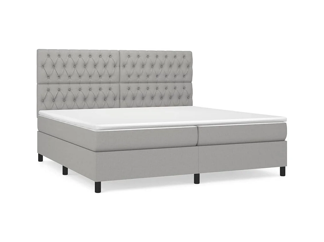 Lit à sommier tapissier avec matelas Gris clair 200x200 Tissu 10