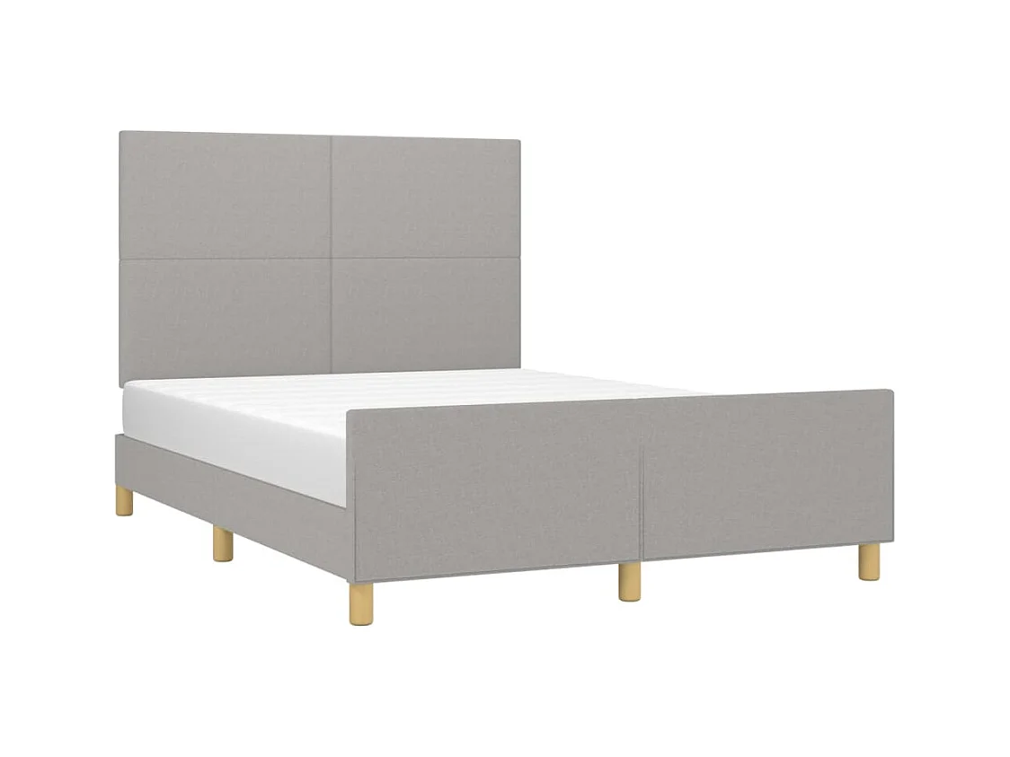 Lit avec tête de lit Gris clair 140x190 Tissu