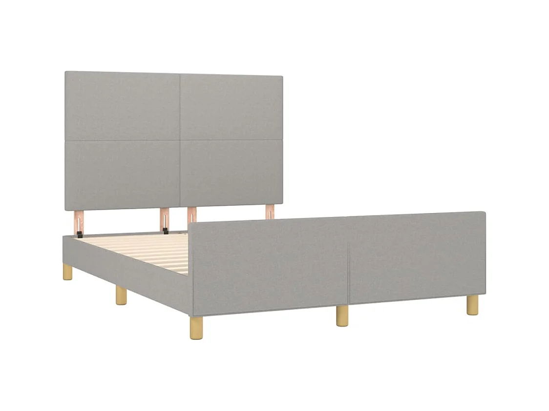Lit avec tête de lit Gris clair 140x190 Tissu