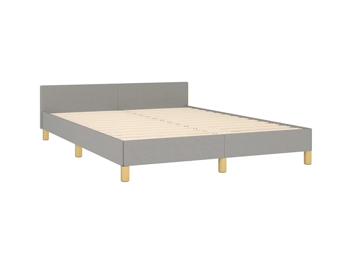 Lit avec tête de lit Gris clair 140x190 Tissu