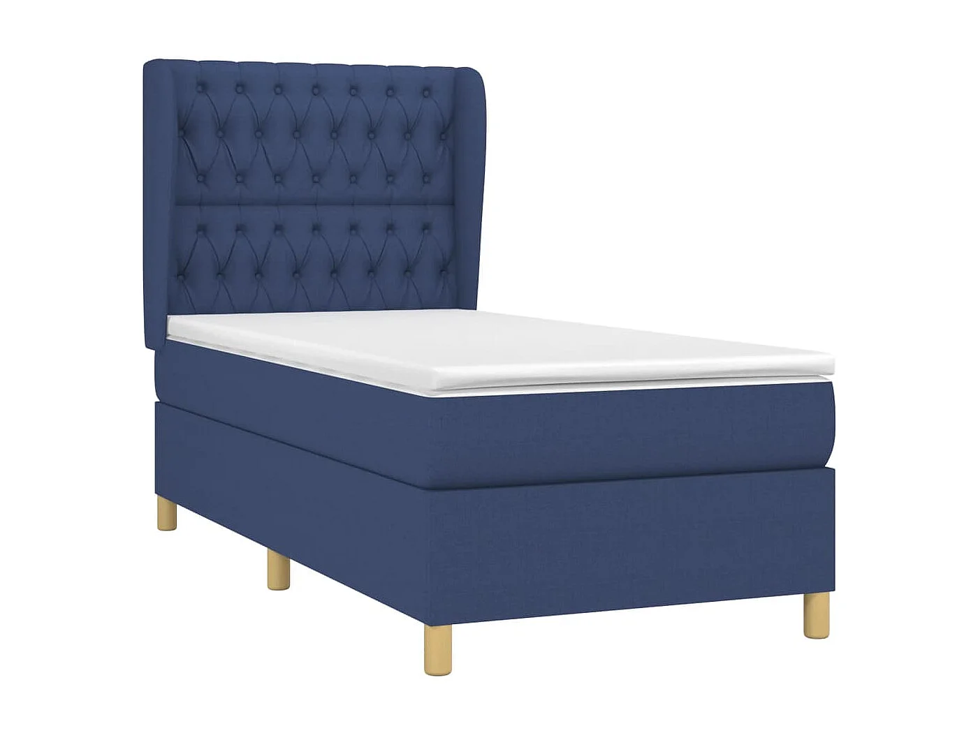 Lit à sommier tapissier avec matelas Bleu 100x200 Tissu