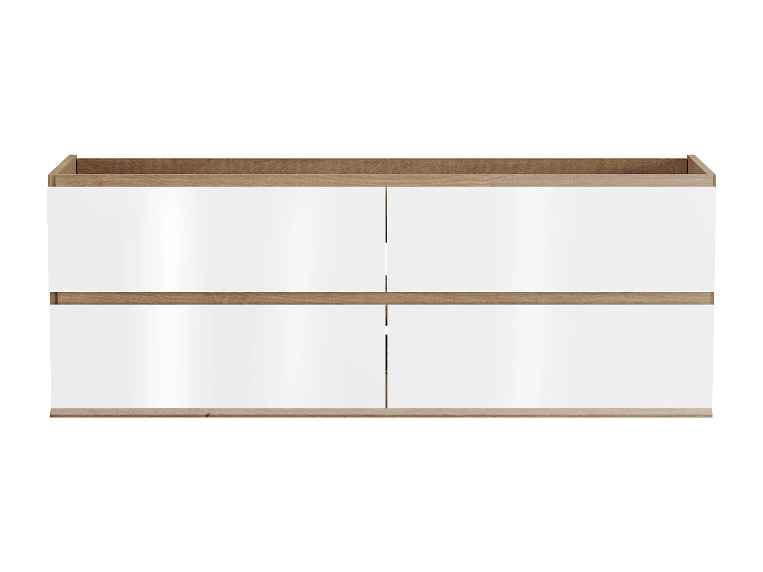 Waschbeckenunterschrank hängend - 150 cm - Holzfarben hell & Weiß - SABURI