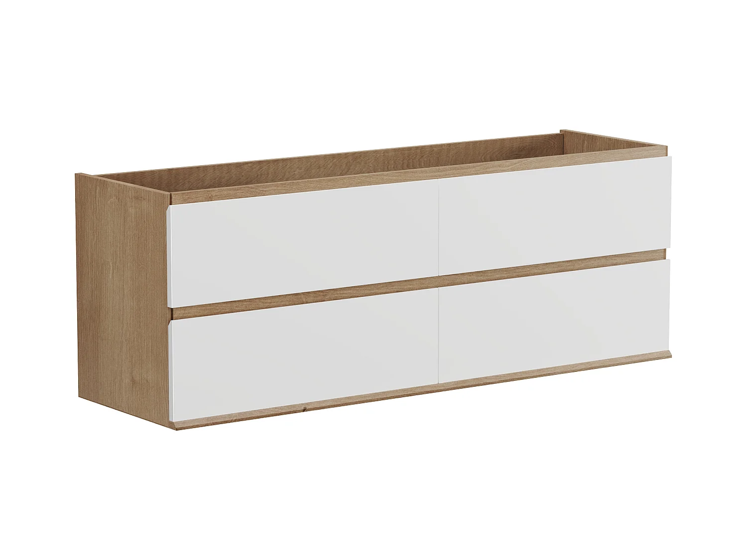 Meuble sous vasque suspendu - Coloris naturel clair et blanc - 150 cm - SABURI