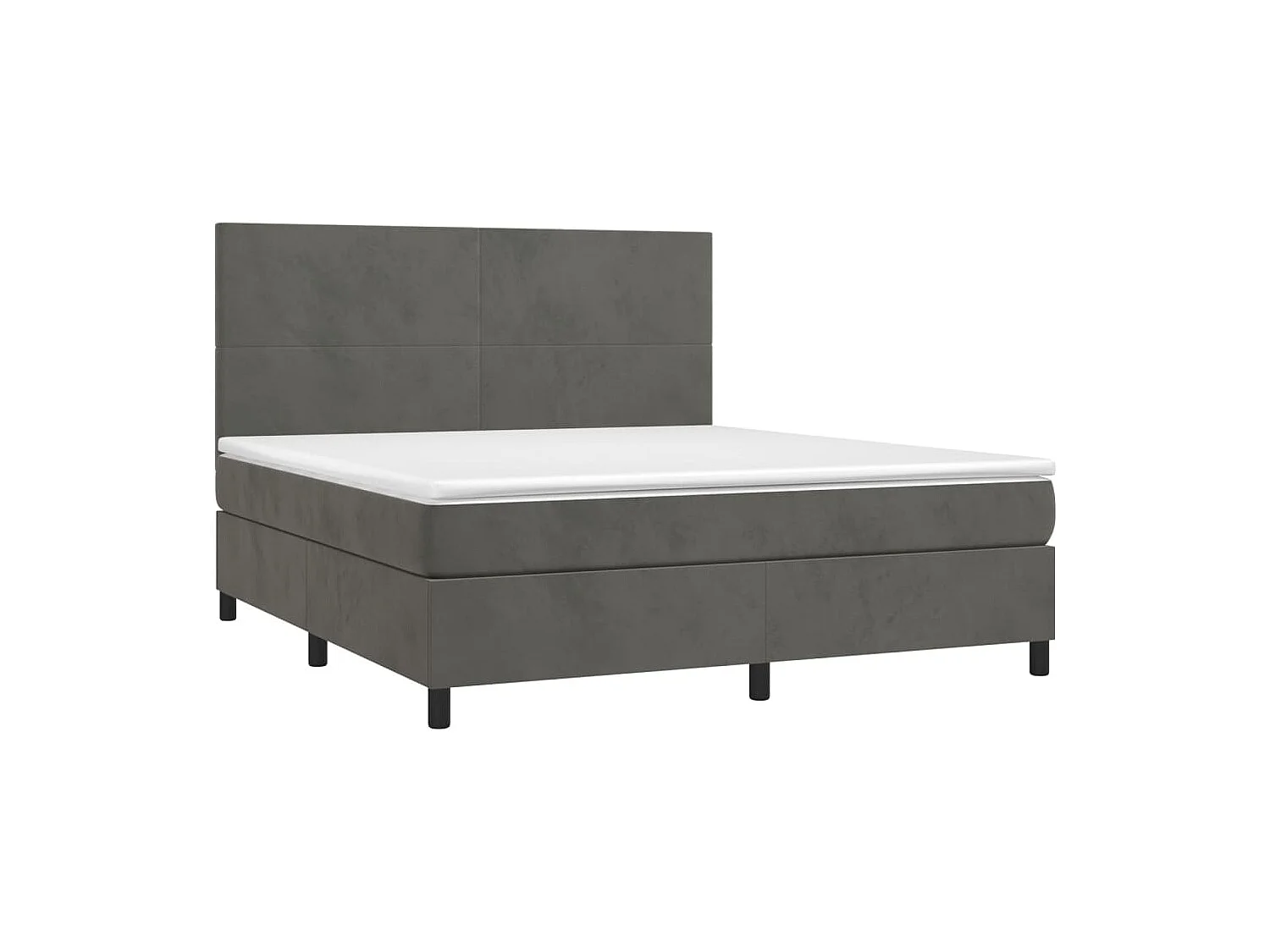 Lit à sommier tapissier matelas et LED Gris foncé 160x200 Velours