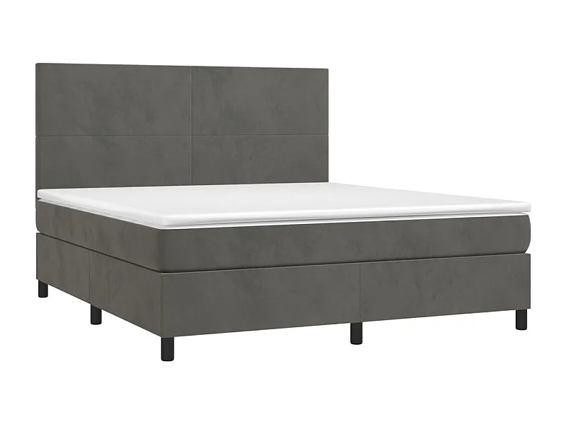 Lit à sommier tapissier matelas et LED Gris foncé 160x200 Velours