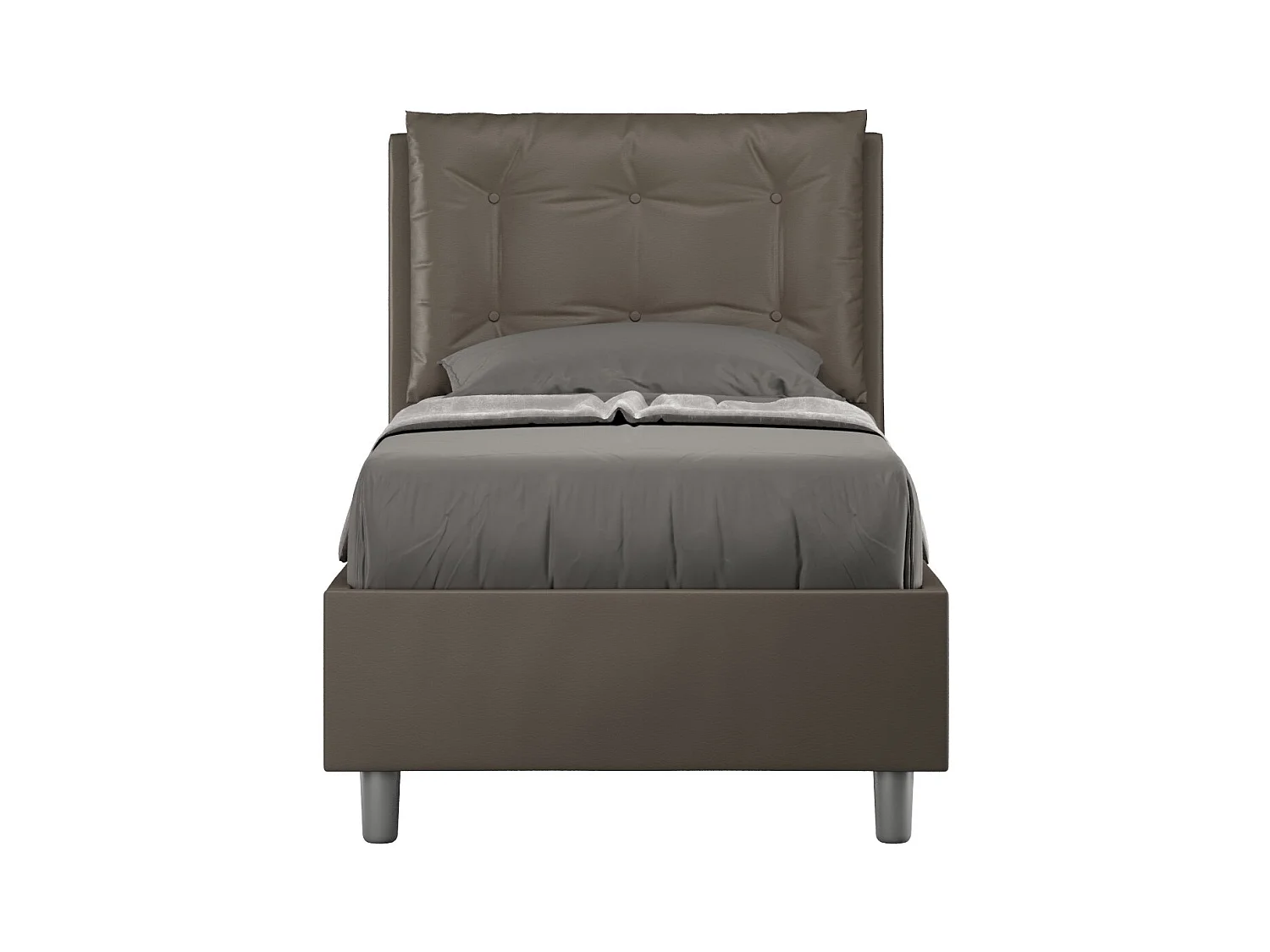Lit design 80x190 avec tête de lit coussin matelassé simili cuir marron Andry-Option Avec coffre