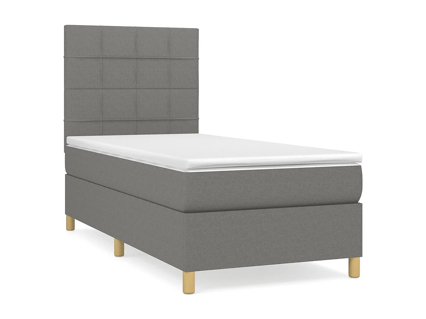 Lit à sommier tapissier et matelas Gris foncé 90x190 Tissu