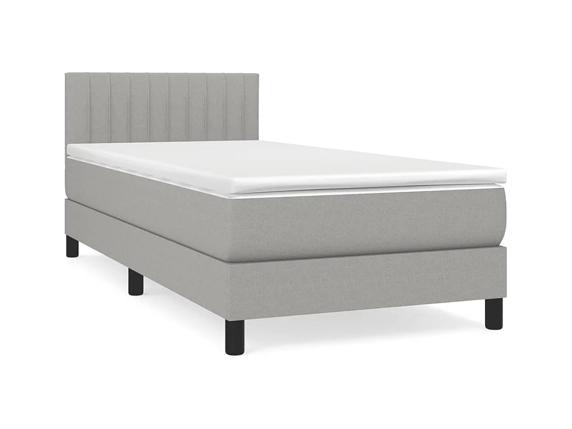 Lit à sommier tapissier avec matelas Gris clair 90x200 Tissu 4