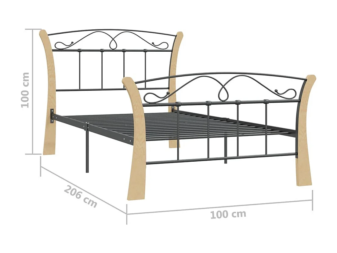 Lit Noir Métal 100x200 10