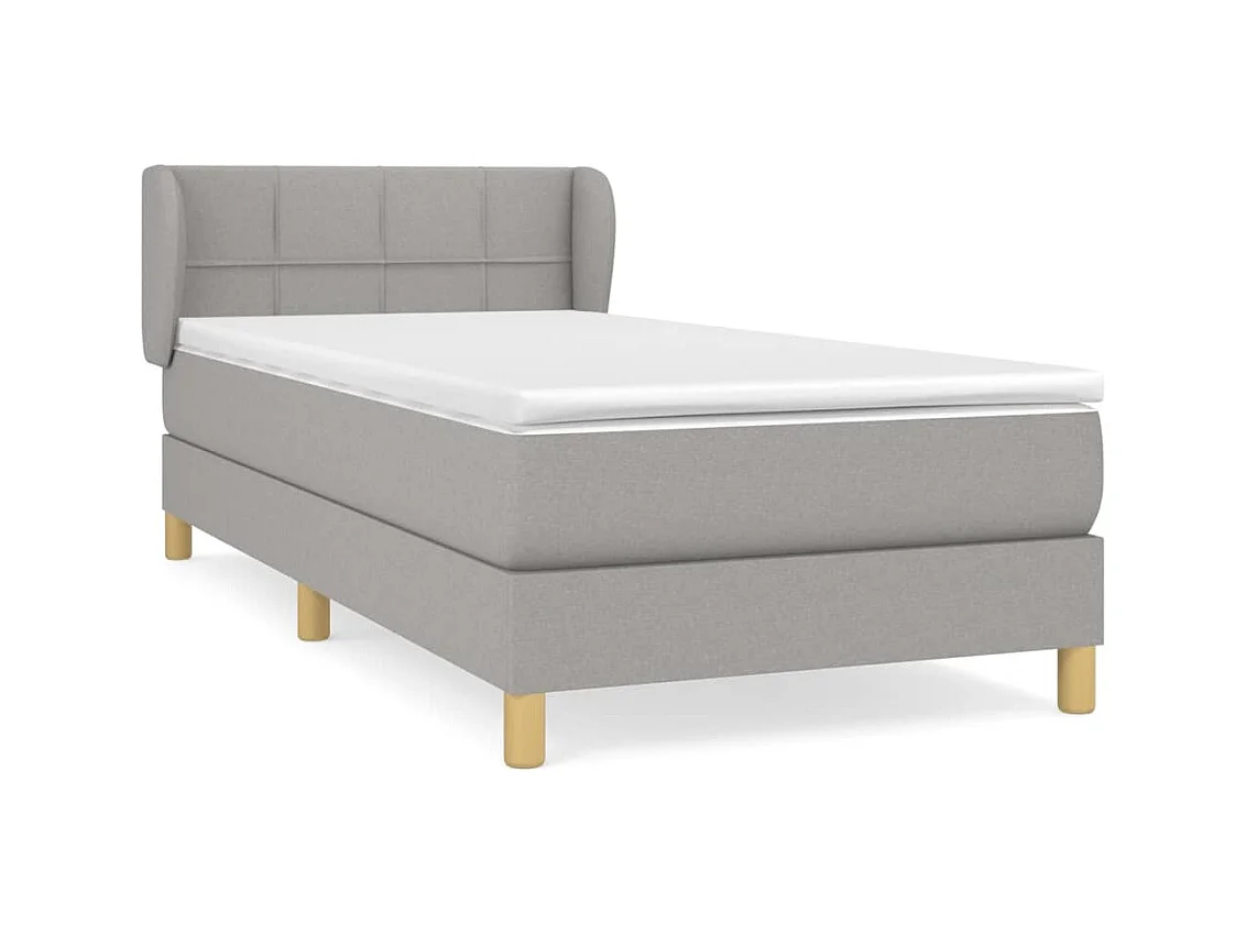 Lit à sommier tapissier avec matelas Gris clair 90x200 Tissu