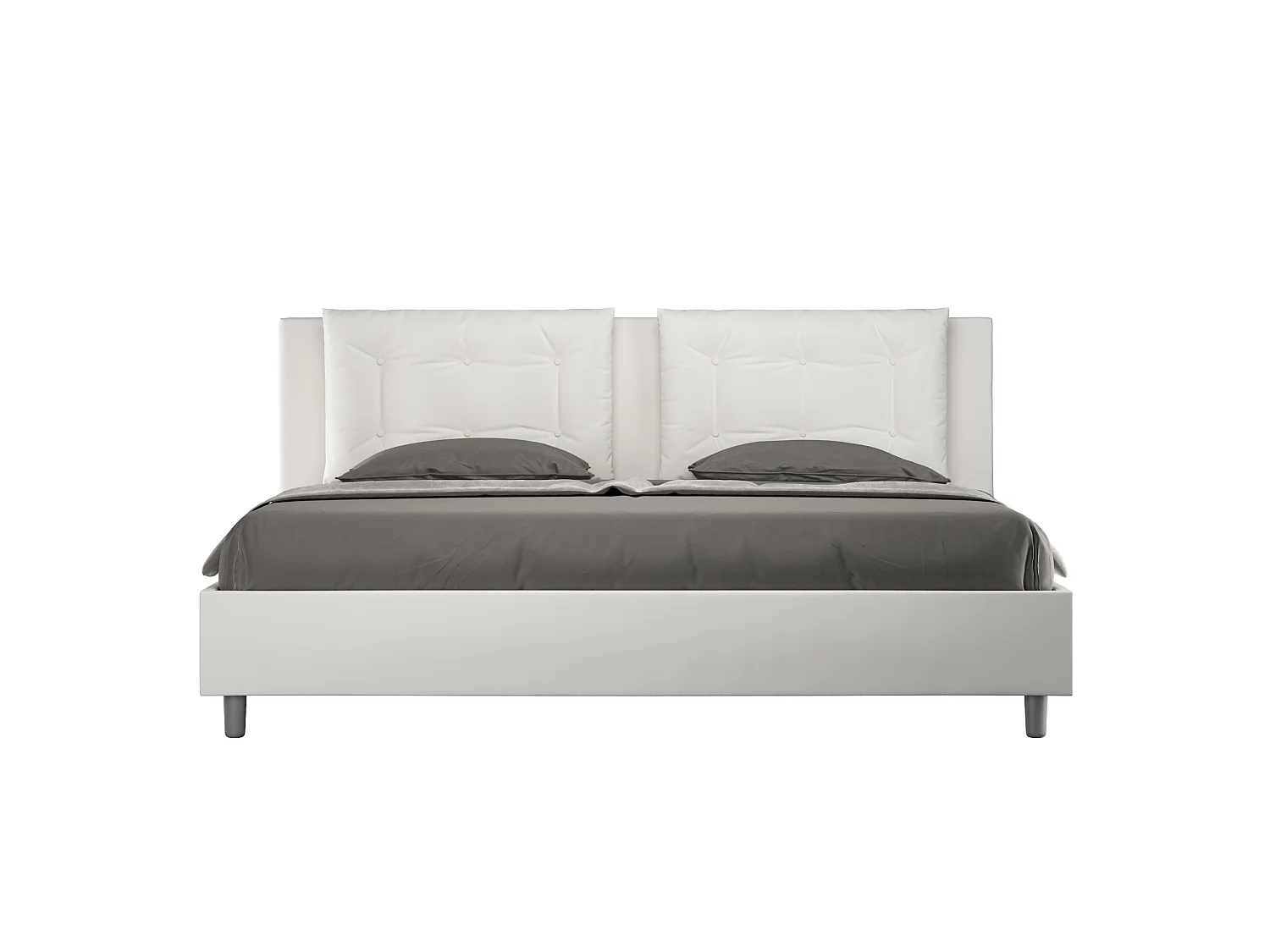 Cama de casal super king size sem estrado estofada 200x200 pele sintética branco Annalisa