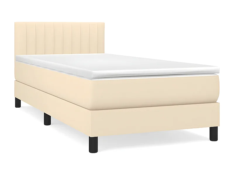 Lit à sommier tapissier avec matelas Crème 100x200 Tissu 5